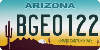 AZ license plate BGE0122