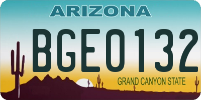 AZ license plate BGE0132