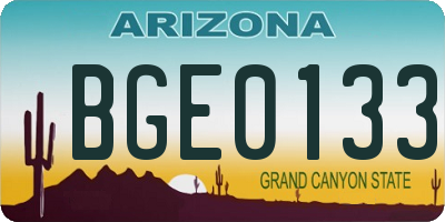 AZ license plate BGE0133