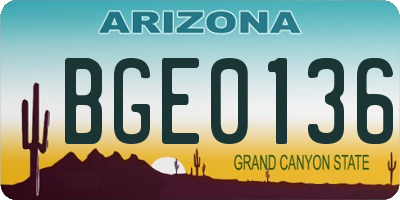 AZ license plate BGE0136