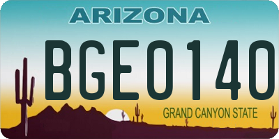 AZ license plate BGE0140