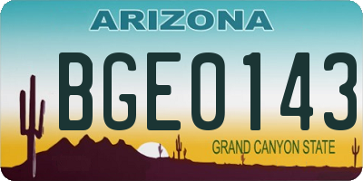 AZ license plate BGE0143