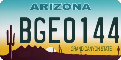 AZ license plate BGE0144