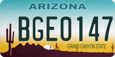 AZ license plate BGE0147