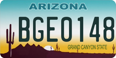 AZ license plate BGE0148