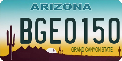 AZ license plate BGE0150