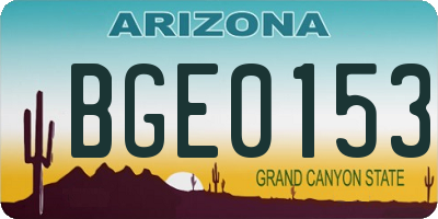 AZ license plate BGE0153