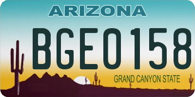AZ license plate BGE0158