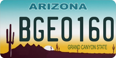 AZ license plate BGE0160