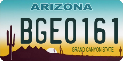 AZ license plate BGE0161