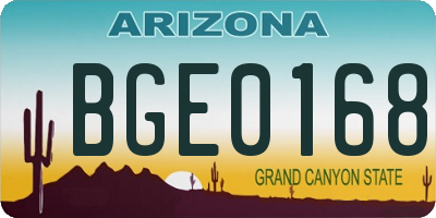 AZ license plate BGE0168