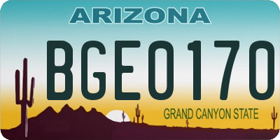 AZ license plate BGE0170