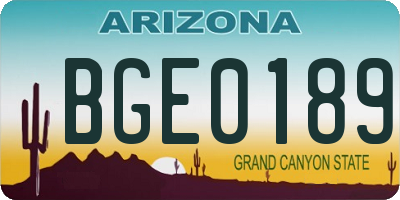 AZ license plate BGE0189