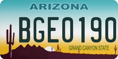 AZ license plate BGE0190