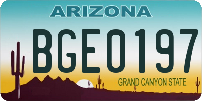 AZ license plate BGE0197