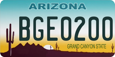 AZ license plate BGE0200