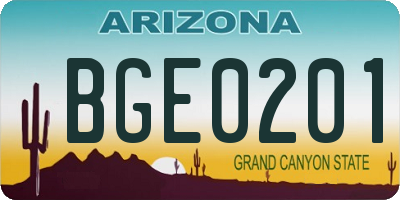 AZ license plate BGE0201
