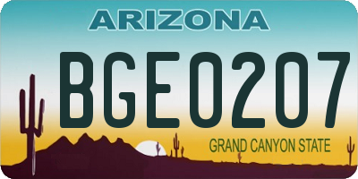 AZ license plate BGE0207