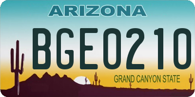 AZ license plate BGE0210