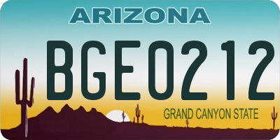 AZ license plate BGE0212