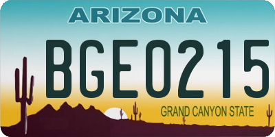 AZ license plate BGE0215