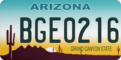 AZ license plate BGE0216