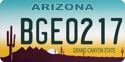 AZ license plate BGE0217