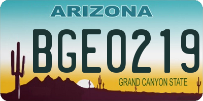 AZ license plate BGE0219