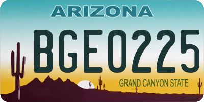 AZ license plate BGE0225