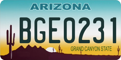 AZ license plate BGE0231
