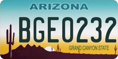 AZ license plate BGE0232