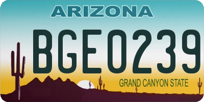 AZ license plate BGE0239
