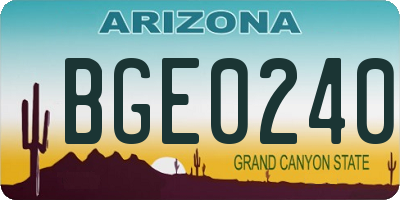 AZ license plate BGE0240