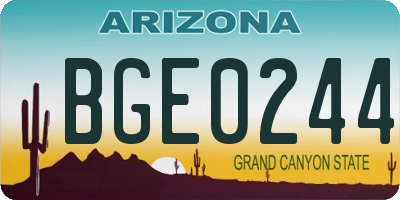 AZ license plate BGE0244