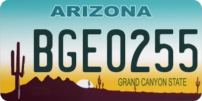 AZ license plate BGE0255