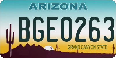 AZ license plate BGE0263