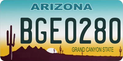 AZ license plate BGE0280