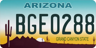 AZ license plate BGE0288