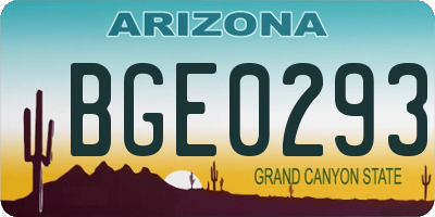 AZ license plate BGE0293
