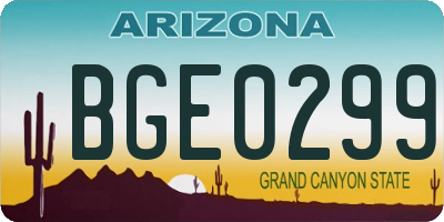AZ license plate BGE0299