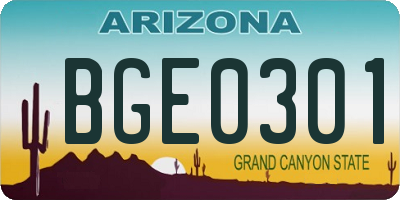 AZ license plate BGE0301