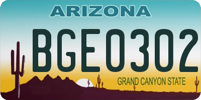 AZ license plate BGE0302