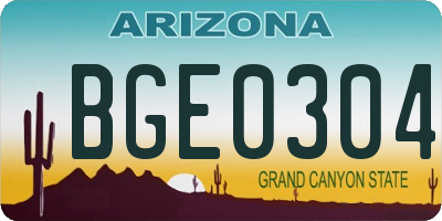 AZ license plate BGE0304