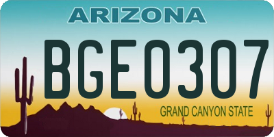 AZ license plate BGE0307