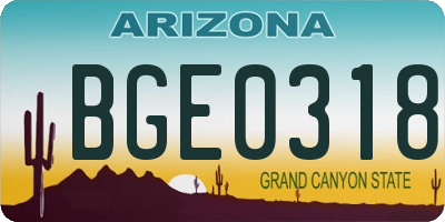 AZ license plate BGE0318