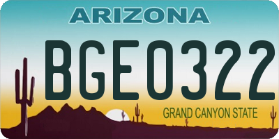 AZ license plate BGE0322