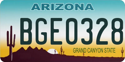 AZ license plate BGE0328
