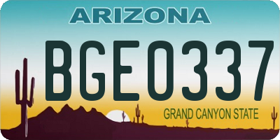 AZ license plate BGE0337