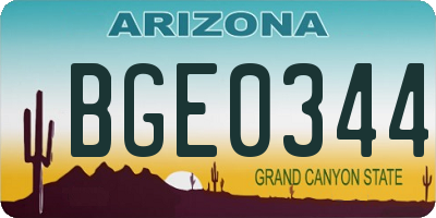 AZ license plate BGE0344