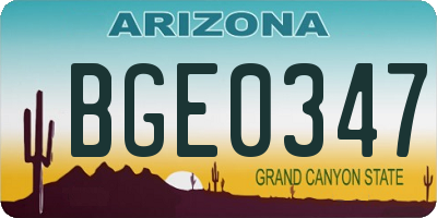 AZ license plate BGE0347